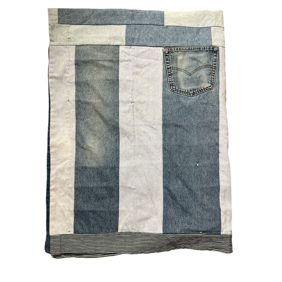 Vtg Levi Blanket Patchwork Jeans Blanket Upcycled Custom ONE OF A KIND - Picture 9 of 16
